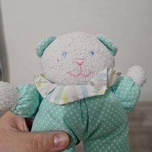 Kids Gift Green Blue Pastel Teddy Bear White Terry Clown Vintage